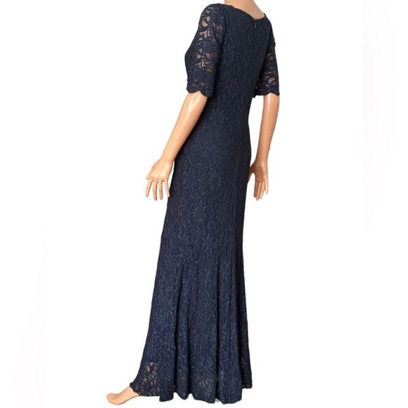 DECODE 1.8 Navy Lace Glitter Gown Size 8 - Picture 3 of 15